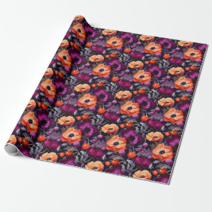 Nahtloses Florales mit roten, orangen, violetten B Geschenkpapier