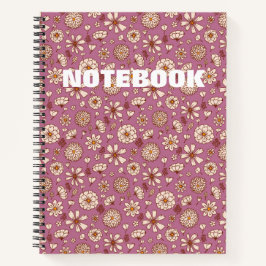 Nahtloses florales Muster bordeauxrot Notizblock