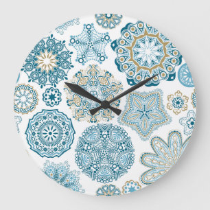 Nahtloses florales Quadrat: Kopierkachelung Große Wanduhr