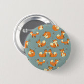 Nahtloses Fox- und Schmetterlings-Muster Button (Vorne & Hinten)