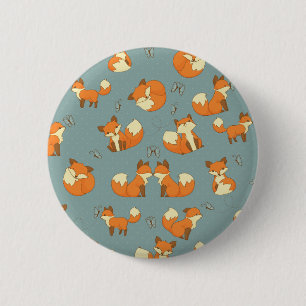 Nahtloses Fox- und Schmetterlings-Muster Button