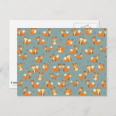 Nahtloses Fox- und Schmetterlingsmuster Postkarte (Vorne/Hinten)