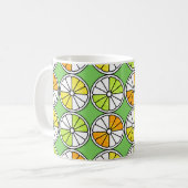 Nahtloses Fruchtmuster. Gemalte Abbildung. Oran Kaffeetasse (Vorderseite Links)