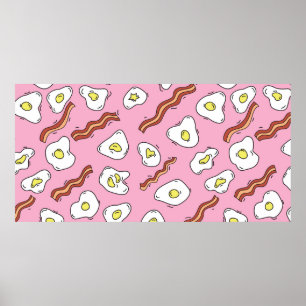 Nahtloses Frühstücksbild mit gebratenen Eiern und  Poster