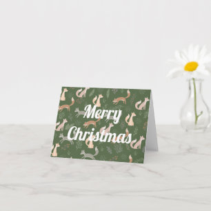 Nahtloses Fuchs-Winterzweige- und Blätter-Muster Karte