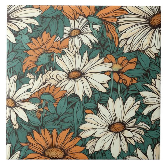 Nahtloses Gänseblümchenmuster hübsche Blumen Fliese (Vorderseite)