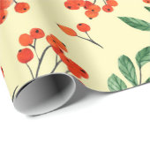 Nahtloses gelbes Muster mit Rowan. Wasserfarbe han Geschenkpapier (Rolleneckpunkt)