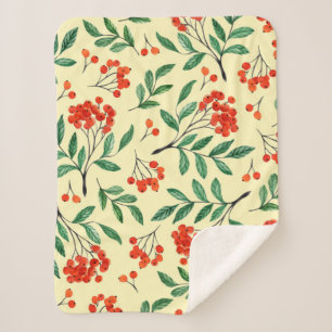 Nahtloses gelbes Muster mit Rowan. Wasserfarbe han Sherpadecke