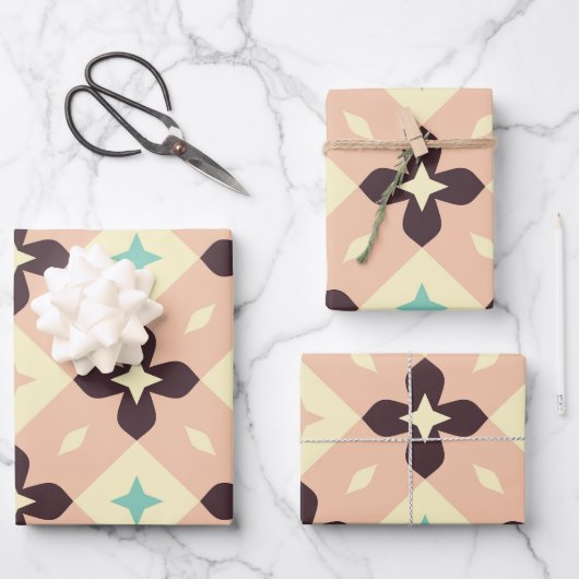 Nahtloses geometrisches Blumenmuster Geschenkpapier Set (Vorderseite)