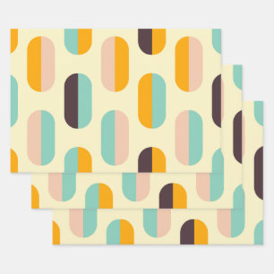 Nahtloses geometrisches Muster im Retro-Stil Geschenkpapier Set