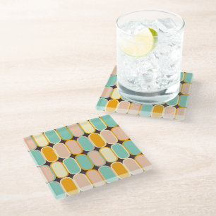 Nahtloses geometrisches Muster im Retro-Stil Glasuntersetzer