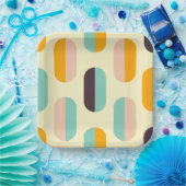 Nahtloses geometrisches Muster im Retro-Stil Pappteller (Party)