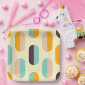Nahtloses geometrisches Muster im Retro-Stil Pappteller (Party)