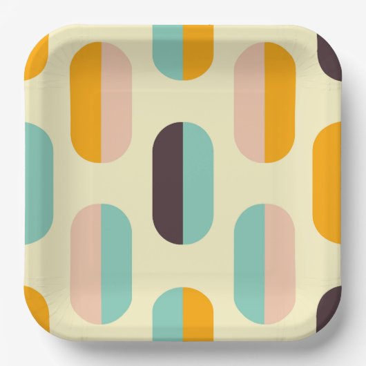 Nahtloses geometrisches Muster im Retro-Stil Pappteller (Vorderseite)