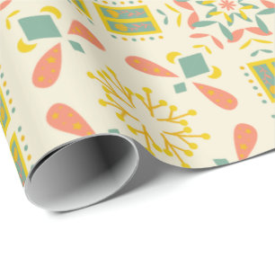 Nahtloses geometrisches Muster in Gelb und Rosa Geschenkpapier