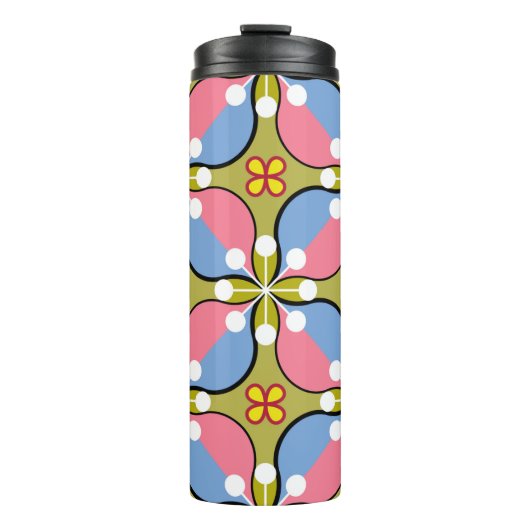 Nahtloses geometrisches Muster mit Blume Thermosbecher (Vorderseite)