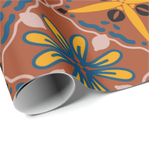 Nahtloses geometrisches Muster mit floralen Motive Geschenkpapier