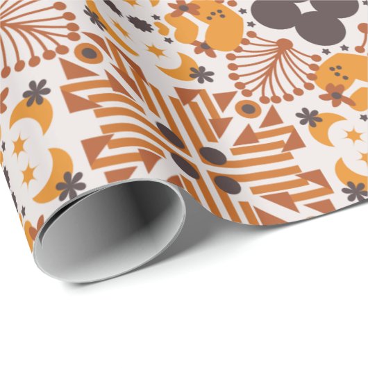 Nahtloses geometrisches Muster mit orangefarbenem  Geschenkpapier (Rolleneckpunkt)