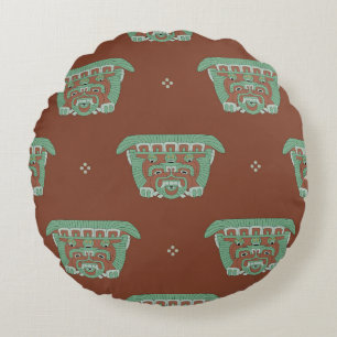 Nahtloses geometrisches Muster mit Stammesmotiven. Rundes Kissen