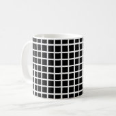 Nahtloses geometrisches Muster. Schwarzes Quadrat  Kaffeetasse (Vorderseite Links)