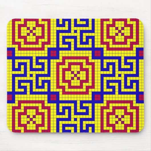 Nahtloses gezogenes geometrisches Mosaikmuster Mousepad (Vorne)