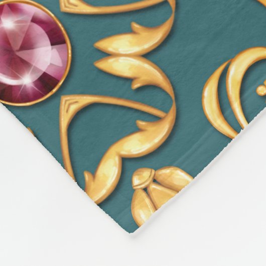 Nahtloses goldenes Muster mit Ruby Fleecedecke (Ecke)