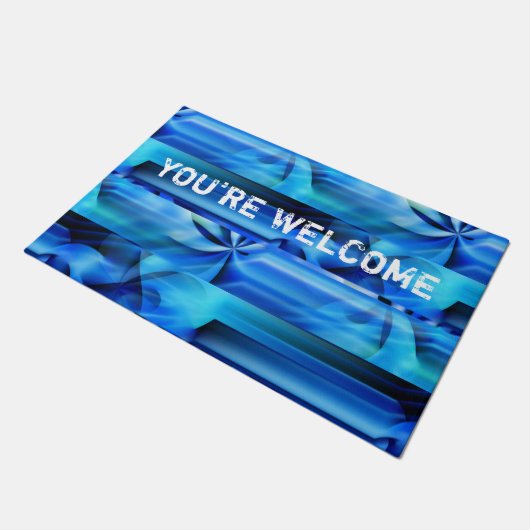 Nahtloses Grafikdesign - blau, schwarz I Fußmatte (Schrägansicht)