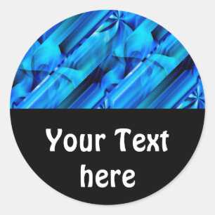 Nahtloses Grafikdesign - blau, schwarz I Runder Aufkleber