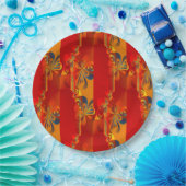 Nahtloses Grafikdesign - Rot orange I Pappteller (Party)