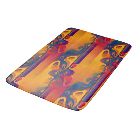 Nahtloses grafisches Design - gelbes Rot I Badematte (Schrägansicht)