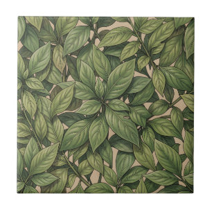 Nahtloses grünes Blatt Botanisches Vintage-Muster Fliese