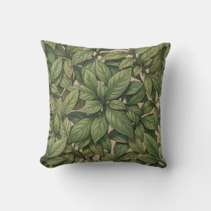 Nahtloses grünes Blatt Botanisches Vintage-Muster Kissen