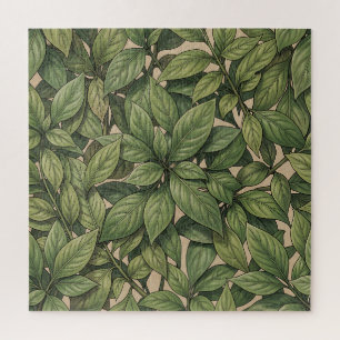 Nahtloses grünes Blatt Botanisches Vintage-Muster Puzzle