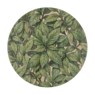 Nahtloses grünes Blatt Botanisches Vintage-Muster Schneidebrett