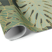 Nahtloses grünes Chaki- und Goldmonstermuster Geschenkpapier (Rolleneckpunkt)