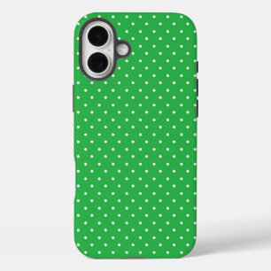 Nahtloses grünes Hintergrund-Polka-Punkt-Muster iPhone 16 Plus Hülle