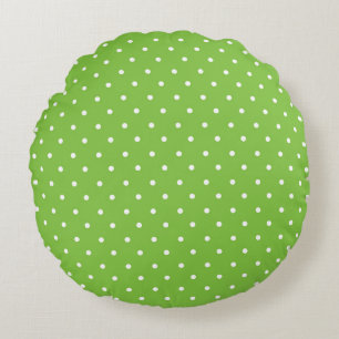 Nahtloses, helles Limette-Polka-Punkt-Muster Rundes Kissen