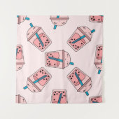 Nahtloses helles Muster Bubble Tea Frucht Sommer d Wandteppich (Vorderseite (Horizontal))