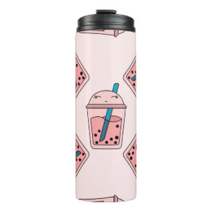 Nahtloses, helles Muster Bubble Tea Frucht Sommer Thermosbecher