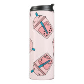Nahtloses, helles Muster Bubble Tea Frucht Sommer Thermosbecher (Nach links gedreht)