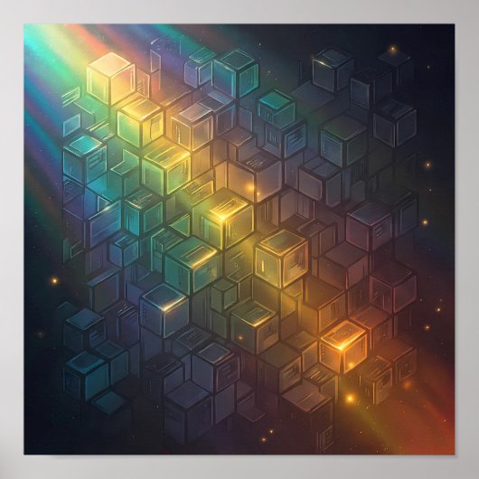 Nahtloses Helles Spektrum Geometrisches Wallpaper Poster (Vorne)