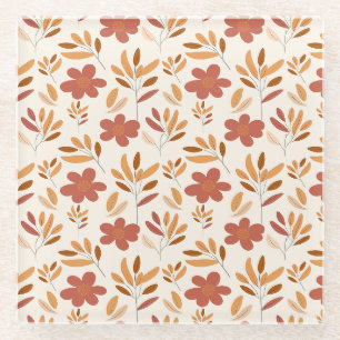 Nahtloses Herbst Herbst-Blumenmuster Glasuntersetzer