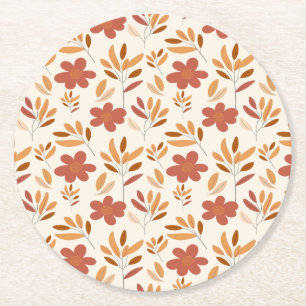 Nahtloses Herbst Herbst-Blumenmuster Runder Pappuntersetzer