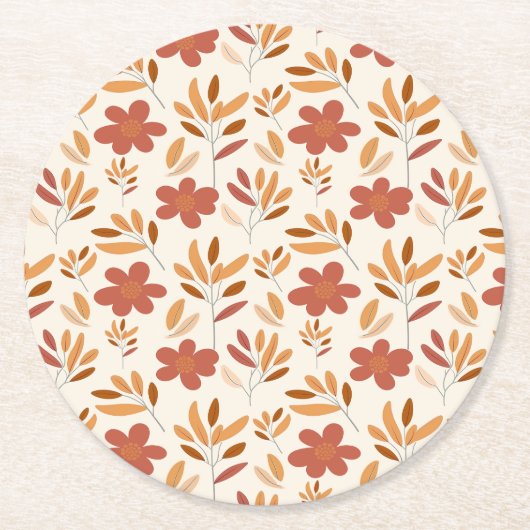 Nahtloses Herbst Herbst-Blumenmuster Runder Pappuntersetzer (Vorderseite)