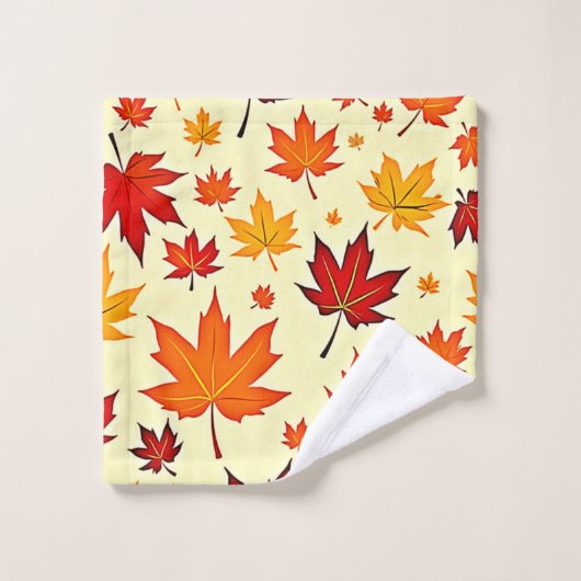 Nahtloses Herbstlaub-Design Badhandtuch Set (Waschlappen)