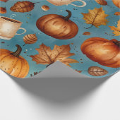Nahtloses Herbstmuster mit Kürpen, Herbstblättern Geschenkpapier (Ecke)