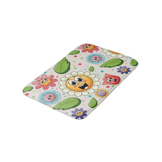 Nahtloses Hintergrunddesign mit bunten Blume Badematte (Schrägansicht)
