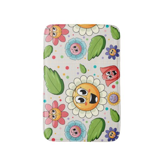 Nahtloses Hintergrunddesign mit bunten Blume Badematte (Vorderseite Vertikal)