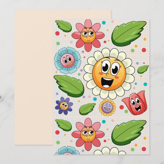 Nahtloses Hintergrunddesign mit bunten Blume Einladung (Vorne/Hinten)