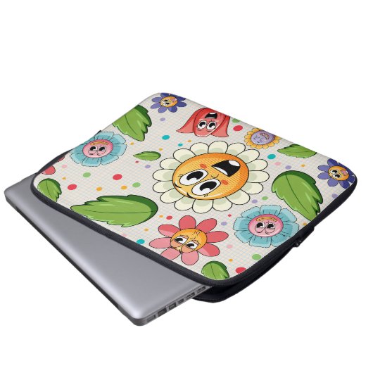 Nahtloses Hintergrunddesign mit bunten Blume Laptopschutzhülle (Vorne Knopf)
